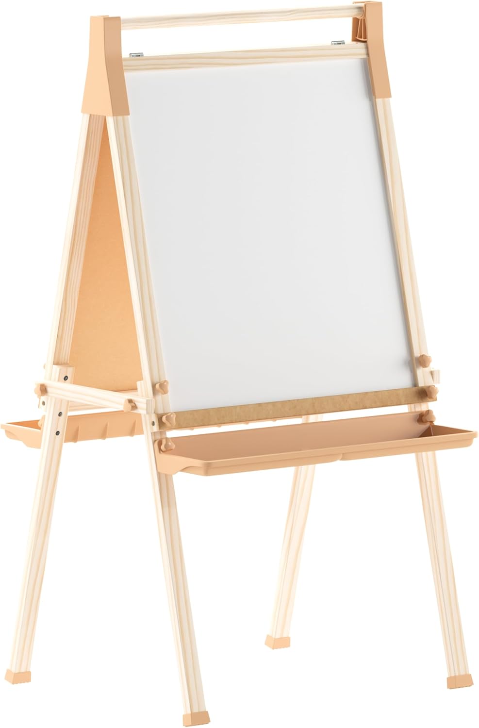 Flash Furniture Bright Beginnings Commercial Classroom Wood Freestanding Art Easel, 49inH x 28-1/2inW x 25-3/4inD