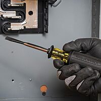 Klein Tools 6024K Slotted Screw-Holding Screwdriver, 1/4-Inch Split-Blade Flat Head Driver, Positive Gripping Action