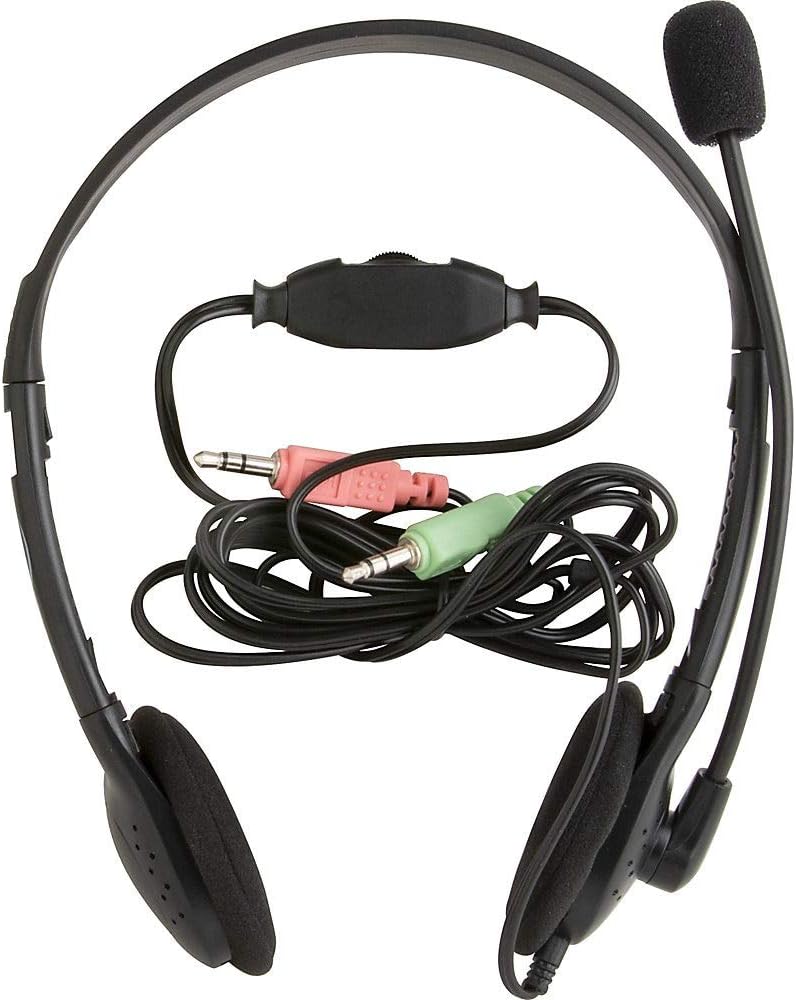 Compucessory Lightweight Stereo Headphones with Mic - Stereo - Mini-phone (3.5mm) - Wired - 32 Ohm - 20 Hz - 15154