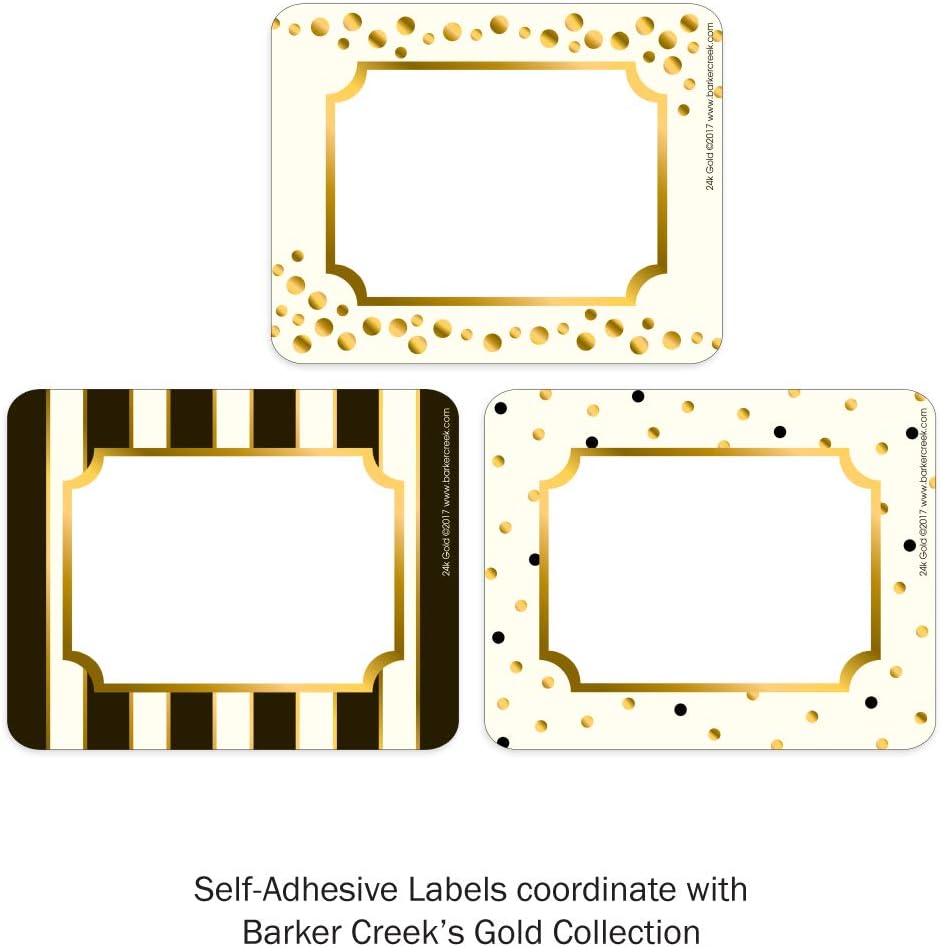 Barker Creek Name Badges & Self-Adhesive Labels, Gold, Multi-Purpose Name Tags, Gift Tags, Labels, and More! 3.5" x 2.75"