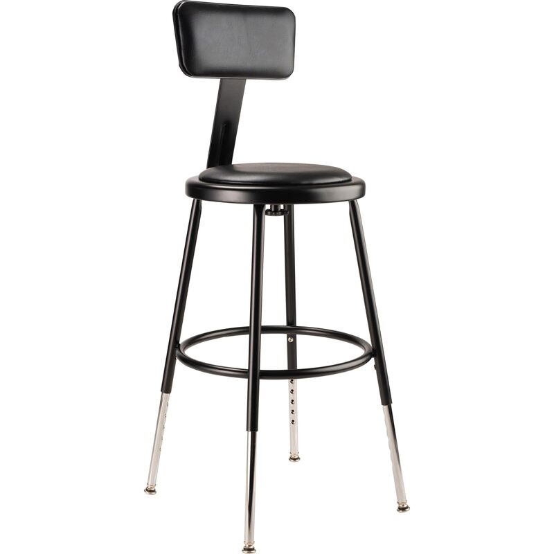 NPS 19"-27" Height Adjustable Heavy Duty Vinyl Padded Steel Stool with Backrest