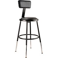 NPS 19"-27" Height Adjustable Heavy Duty Vinyl Padded Steel Stool with Backrest