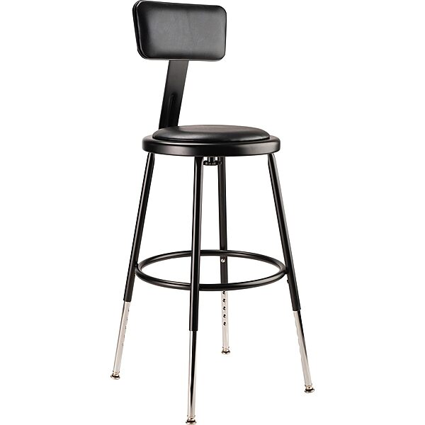 NPS 19"-27" Height Adjustable Heavy Duty Vinyl Padded Steel Stool with Backrest