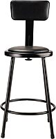 National Public Seating 6400 Vinyl Task Stool, With Backrest, 37in-39inH, Black