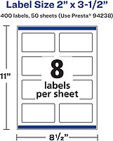 AVERY Matte White Rectangle Labels, Sure Feed Technology, 2" x 3.5"