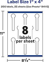 AVERY Glossy White Lollipop Labels, Sure Feed Technology, 1" x 4"
