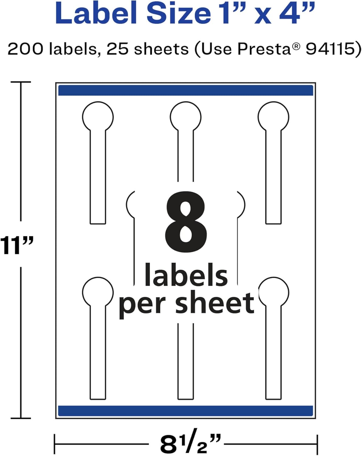 AVERY Glossy White Lollipop Labels, Sure Feed Technology, 1" x 4"