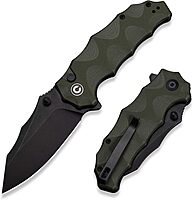 Natterjack Flipper & Thumb Stud & Button Lock Knife Milled OD Green G10 Handle