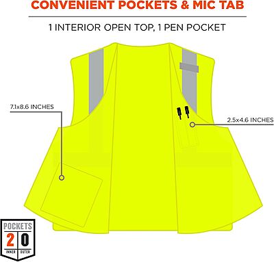 Ergodyne GloWear 8263FRHL Flame Resistant Safety Vest, High Visibility Modacrylic Breathable Mesh, FR Reflective Tape, Type R, Class 2, Lime, XX-Large-3X-Large