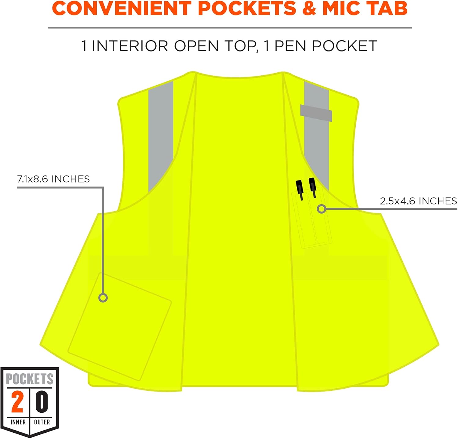 Ergodyne GloWear 8263FRHL Flame Resistant Safety Vest, High Visibility Modacrylic Breathable Mesh, FR Reflective Tape