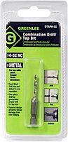Greenlee DTAP6-32 Combination Drill/Tap Countersink Drill Bit for up to 10-Gauge Metal, Combination Drill, Tap