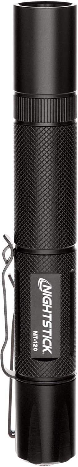 Nightstick Momentary or constant-on MT-120 Mini-TAC Metal LED Flashlight-2 AA, 5.6-Inch, Black
