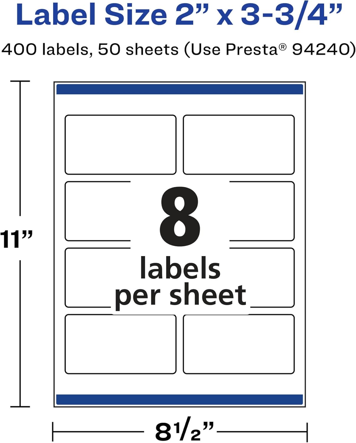Avery Matte White Rectangle Labels, Sure Feed Technology, 2" x 3.75"