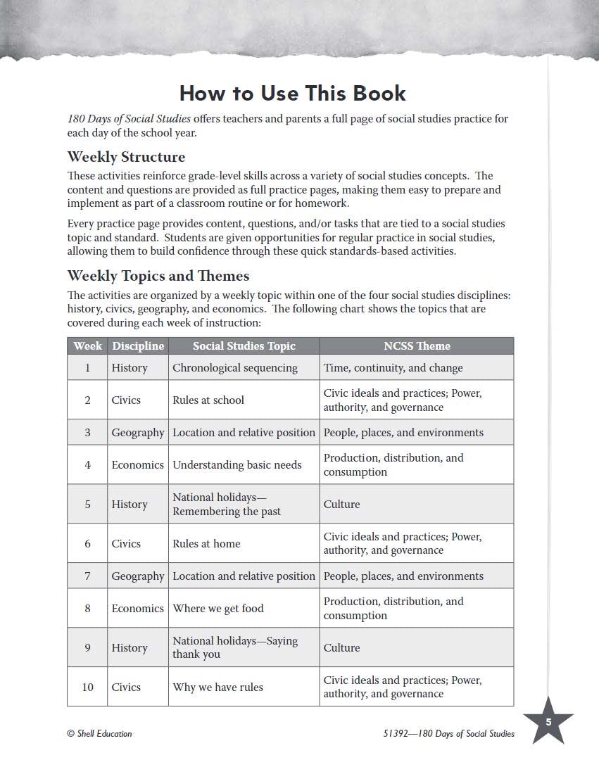 180 Days: Social Studies, Early Elementary Social Studies for Kindergarten Practice Workbook for Classroom and Home