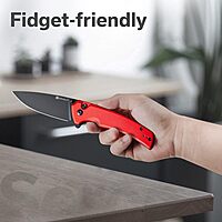 SENCUT Serene Button Lock Folding Pocket Knife with 3.48" D2 Stonewashed Blade, Aluminum Handle, Thumb Stud & Flipper