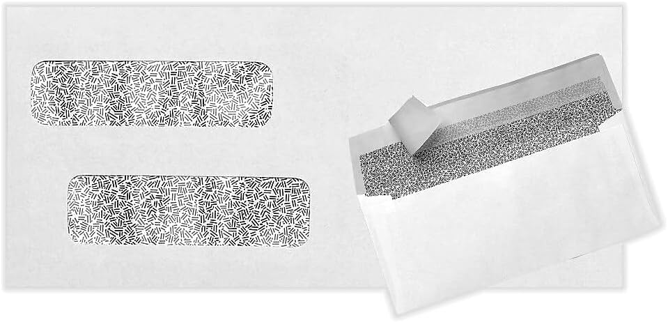 LUX #10 Double Window Invoice Envelopes, Peel & Press, White, Pack of 50