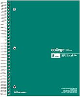 Office Depot® Wirebound Notebooks, 8 1/2" x 11", 5 Subjects, College Ruled, 180 Sheets, Assorted Colors, Pack Of 6 Notebooks