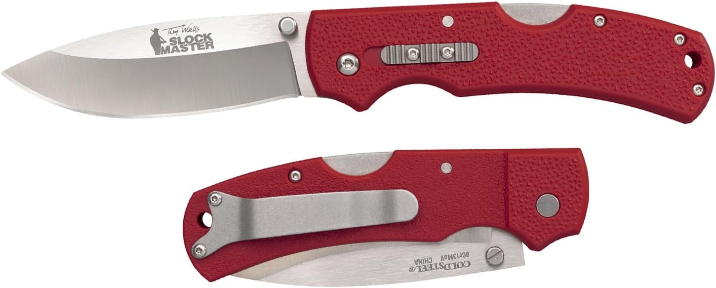 Cold Steel Double Safe Hunter Slock Master 3.5" 8Cr13MoV Drop Point Blade 4.875" GFN Handle Hunting Folding Knife withRocker