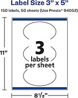 Avery Matte White Removable Oval Labels, Sure Feed, 3" x 5"