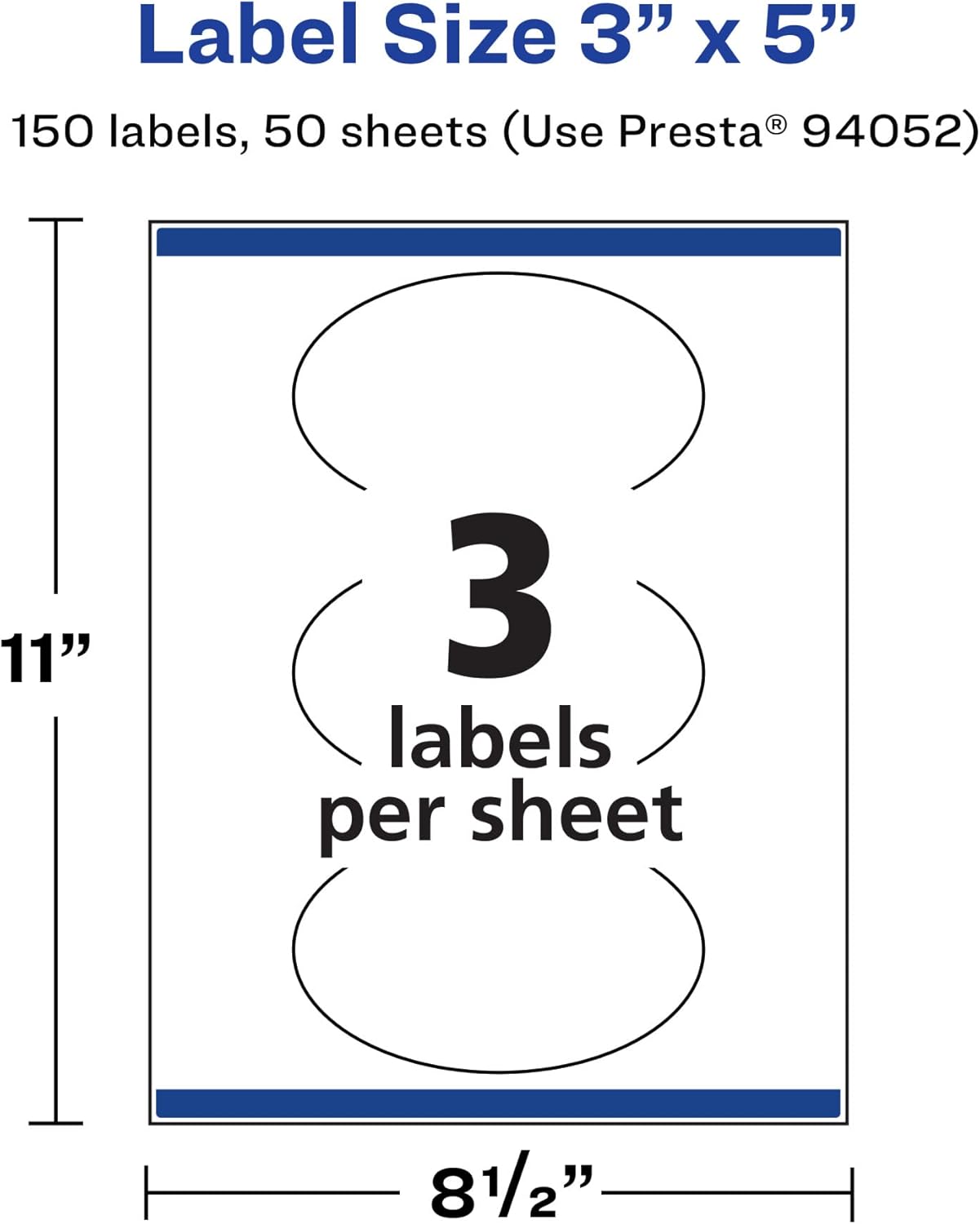 Avery Matte White Oval Labels, Sure Feed Technology, 3" x 5"