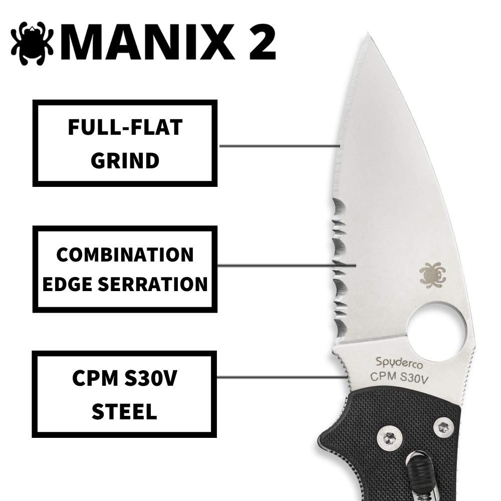 Spyderco Manix 2 Folding Knife with Ball Bearing Lock - PlainEdge