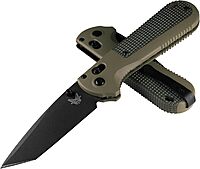 Benchmade - Redoubt Plain Edge Folding Knife with Ranger Green/Forest Grivory Handle (431BK-1)
