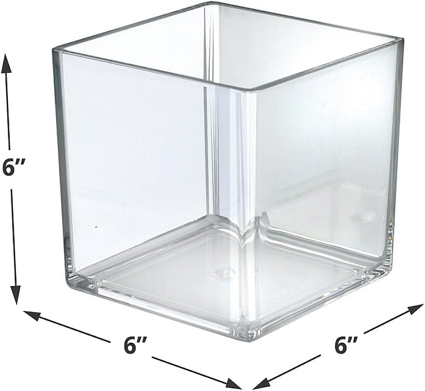 Azar Displays Deluxe Clear Crystal Styrene Cube Bins, Pack of 4
