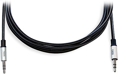 SIIG 10 Feet (3M) Fabric Woven Braided 3.5mm Stereo Aux Extension Cable for Smartphones or Tablets, Durable and Tangle-free, Male to Male, (CB-AU0B12-S1)