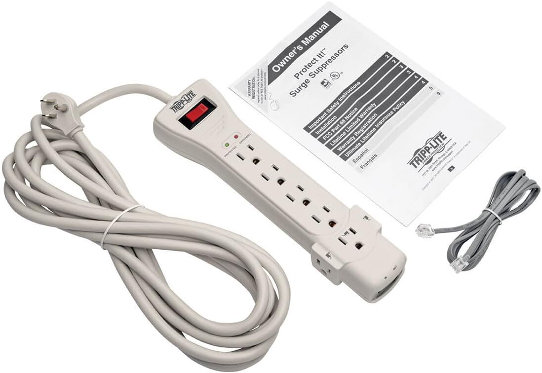 Tripp Lite 7-Outlet Surge Protector Power Strip with Right-Angle Plug