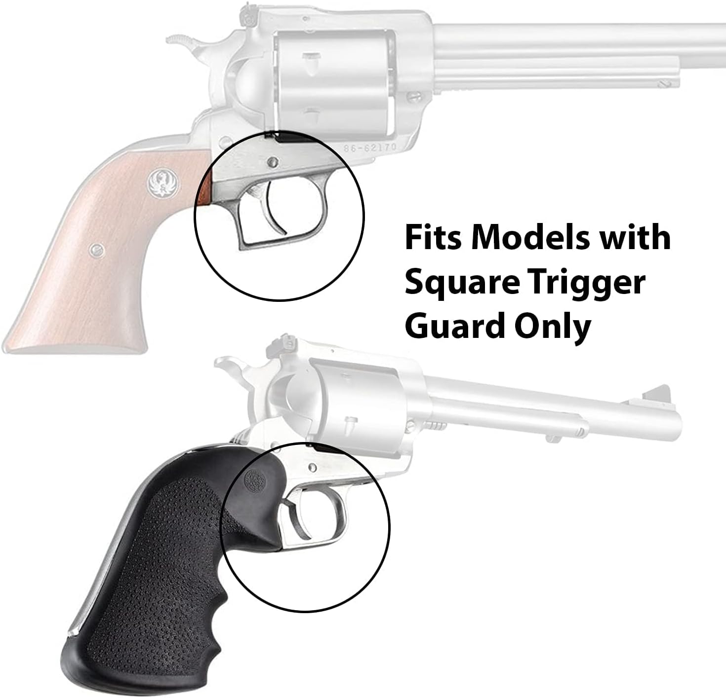 Hogue OverMolded Rubber Monogrip for Ruger Super Blackhawk Hunter Revolver Grip, Black - 84000