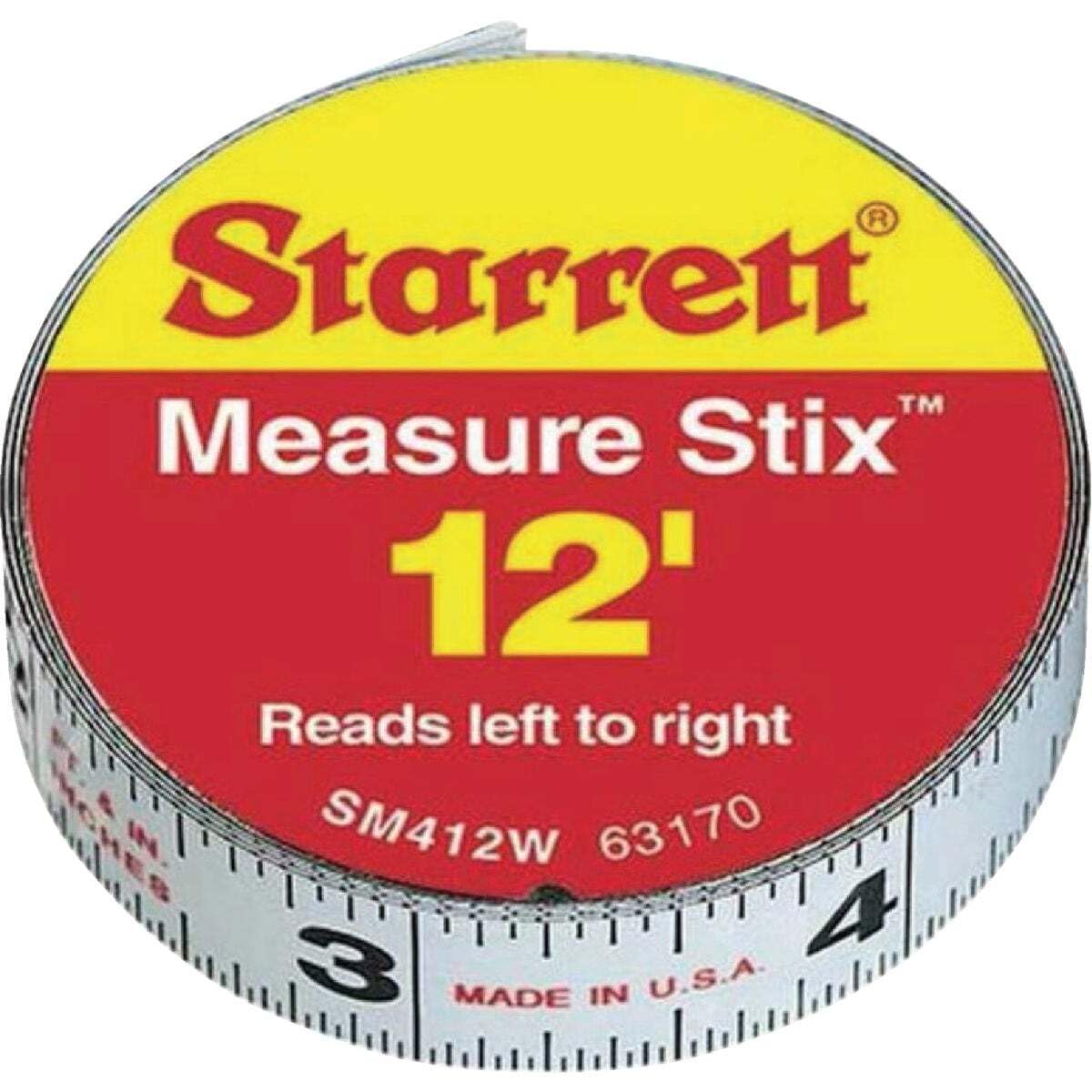L.S. STARRETT SM412W 1/2" x 12' Measure Stix Tape W/ Adhesive Backing 1/EA
