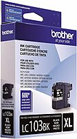 Brother Genuine High Yield Black Ink Cartridge, LC103BK, Replacement Black Ink, Page Yield Up to 600 Pages, Amazon Dash Replenishment Cartridge, LC103, 1 OEM Cartridge Black 1 Count (Pack of 1) Ink