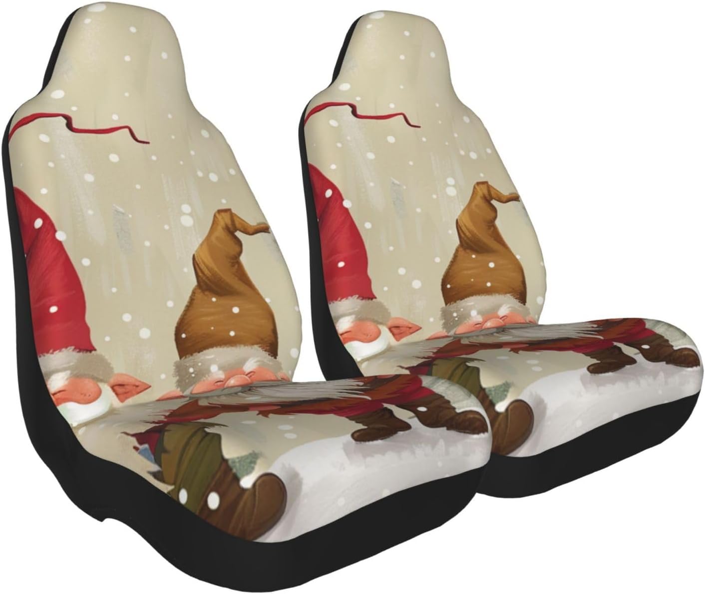 Christmas Gnomes Printed Car Seat Covers 1 Pcs - Protect Your Front Car Seats and Enhance Your Style!