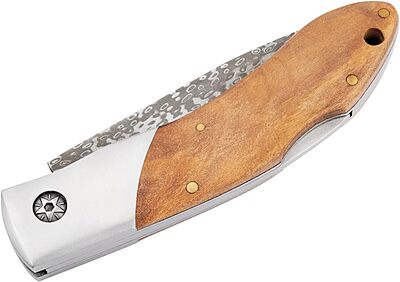 Boker Magnum 01RY818DAM Caveman Damascus Pocket Knife with 3 1/4 in. Damascus Steel Blade, Brown