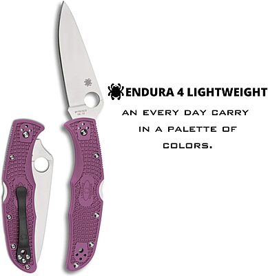 Spyderco Endura 4 Folding Pocket Knife with 3.8 in Blade and FRN Handle