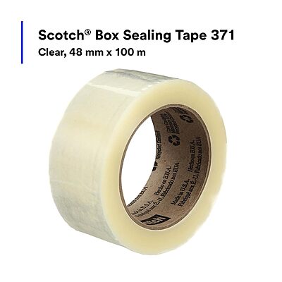 3M Scotch 371 Industrial-Grade Packing Tape, Clear, 48 mm x 100 m, High Performance Sealing Tape for Medium-Duty Commercial