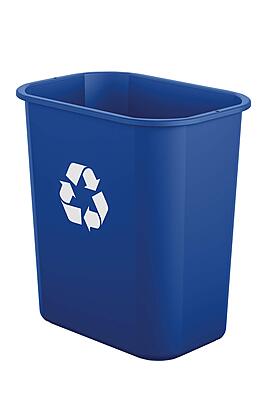 Suncast Commercial Desk-Side Resin Trash Cans With Recycle Label, 3 Gallons, Blue, Set Of 12 Cans