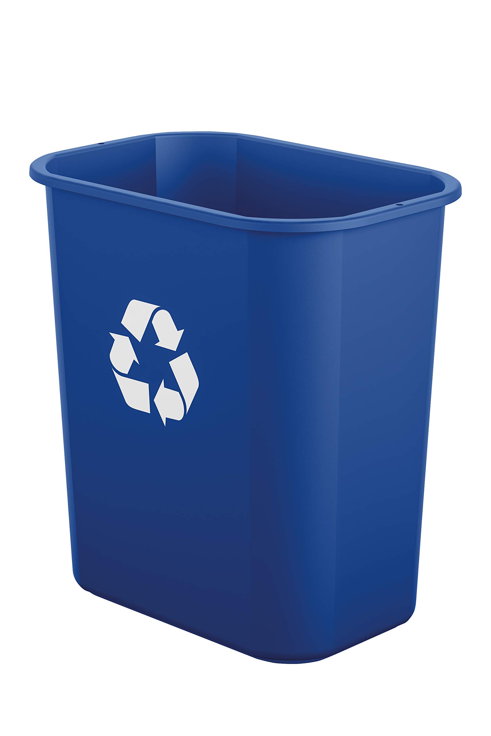 Suncast Commercial Desk-Side Resin Trash Cans With Recycle Label, 3 Gallons, Blue, Set Of 12 Cans