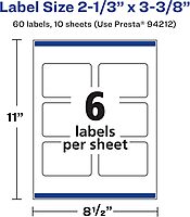 AVERY Durable Waterproof Rectangle Labels, Sure Feed Technology, 2-1/3" x 3-3/8"