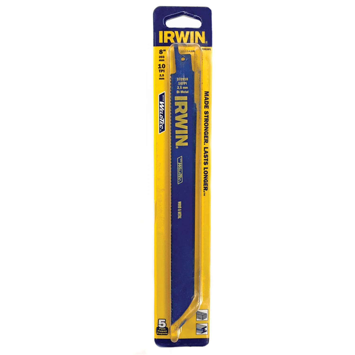IRWIN 8" RECIPROCATING SAW BLADE 10 TPI 5/PK
