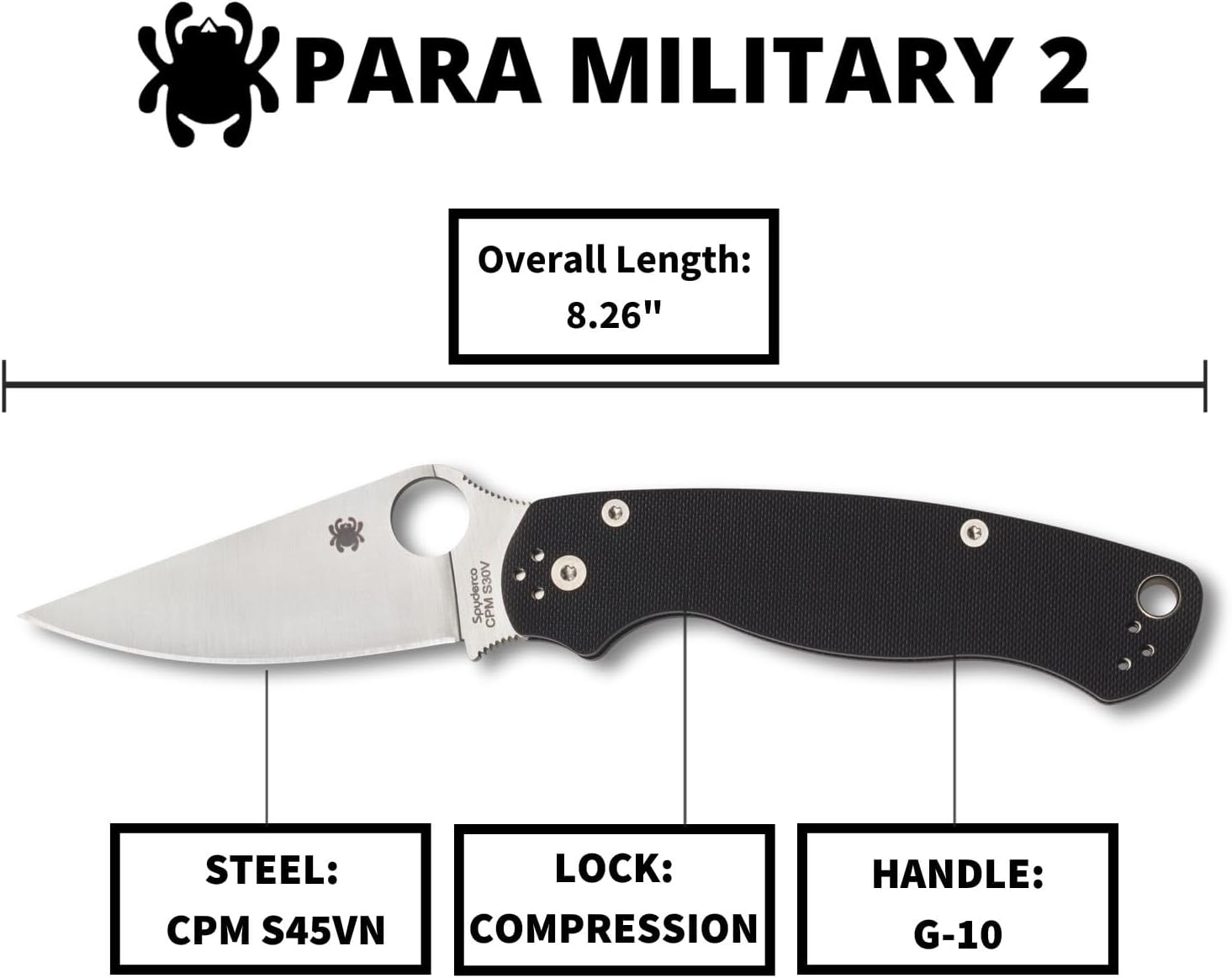 Spyderco Para Military 2 Folding Knife with G-10 Handle