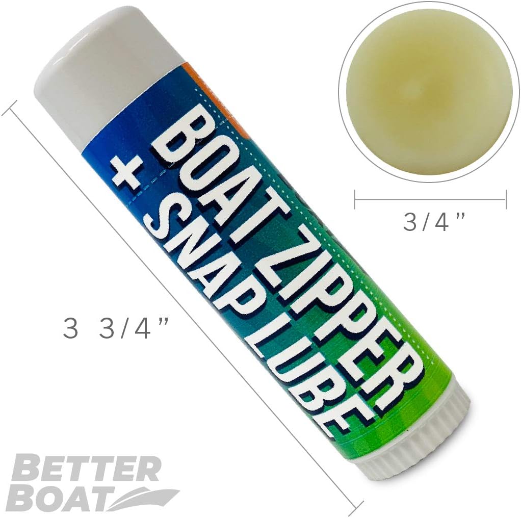Zipper Wax Zip Lube - Marine Grade Zipper Lubricant Stick and Tool for Boat Canvas, Bimini Snaps, Metal Zippers, Jackets