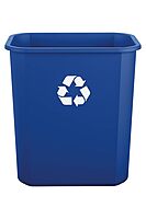 Suncast Commercial Desk-Side Rectangular Resin Recycling Bins, 7 Gallons, Blue, Pack Of 12 Bins