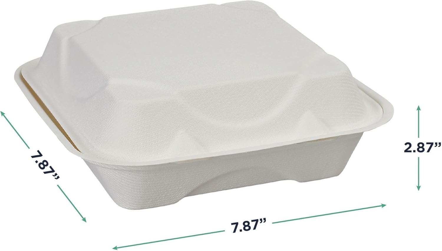 ECO PRODUCTS Compostable 8" Clamshell To Go Containers, Case of 200, 3 Compartment, Square Take Out Food Box