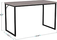 Martha Stewart Noah Home Office Parsons Desk in Gray Wood Grain with Oil Rubbed Bronze Metal Frame Gray Top/Oil Rubbed