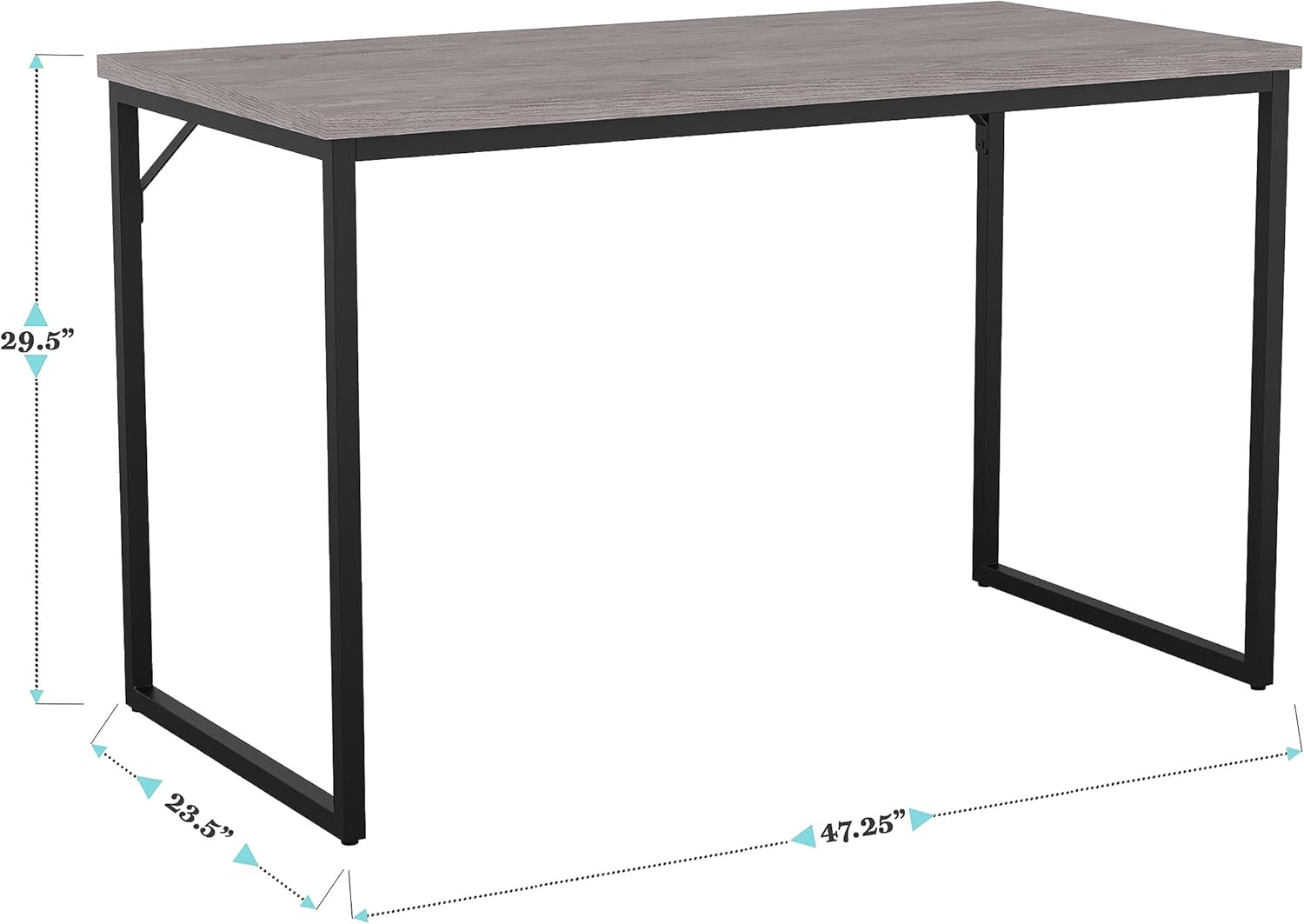 Martha Stewart Noah Home Office Parsons Desk in Gray Wood Grain with Oil Rubbed Bronze Metal Frame Gray Top/Oil Rubbed