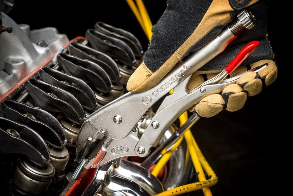 Crescent Long-Nose Locking Pliers with Wire Cutter - Premium Cutting Pliers with Angled Tooth Pattern & Compound Action