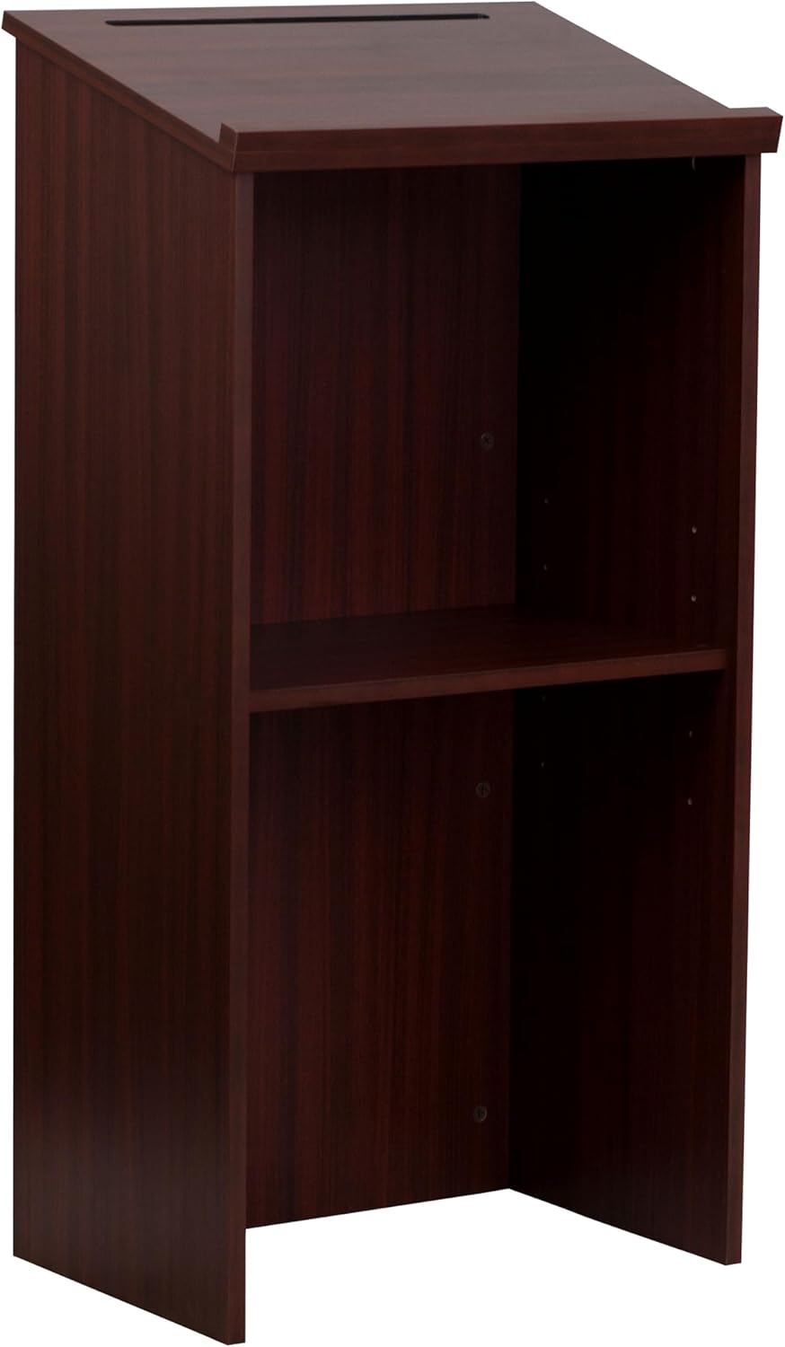 Flash Furniture Stand-Up Wood Lectern, 45-3/4inH x 23inW x 15inD, Mahogany