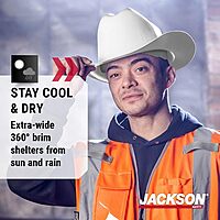 JACKSON SAFETY Cowboy-Style Full-Brim Hard Hat, Non-Vented, HDPE, Ratchet Suspension