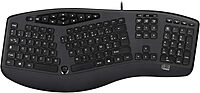 AKB-160UB Wired Ergonomic Keyboard with Integrated Palm Rest, Chiclet Keycaps, and Multimedia Hotkeys